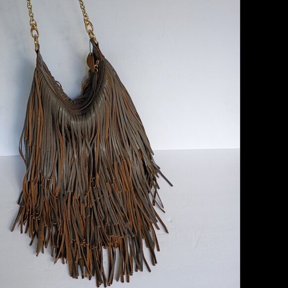 Lost and Found leather fringe crossbody purse - Picture 1 of 5